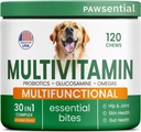 Vitaminas de perros + Glucosamina - Multivitamínicos Chewable + Probióticos, Omega - Hip &amp; Joint Support, Skin &amp; Coat, Gut Health - Adulto &amp; Senior - Grande &amp; Pequeña raza - 120 Chews