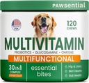 Vitaminas de perros + Glucosamina - Multivitamínicos Chewable + Probióticos, Omega - Hip &amp; Joint Support, Skin &amp; Coat, Gut Health - Adulto &amp; Senior - Grande &amp; Pequeña raza - 120 Chews