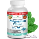 Magnesium Citrate 400mg | 200 Capsules, High Absorption for Sleep, Relax, Leg Cramps, Energy, Extra Strength Easy to Swallow Small Pills for Women & Men, Vegan Supplement for Digestion, Not Tablets