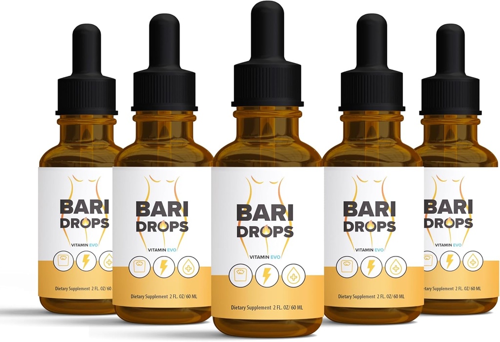 (5 Pack) Bari Drops, GLP-1, Bari Liquid Drops Suplemento, BariDrops Liquids Extract Formula, Bari Liquid Drops Review, Premium Lion All Natural Formula, Green Bottle 5 Bottles 5 Month Supply (10 Oz)