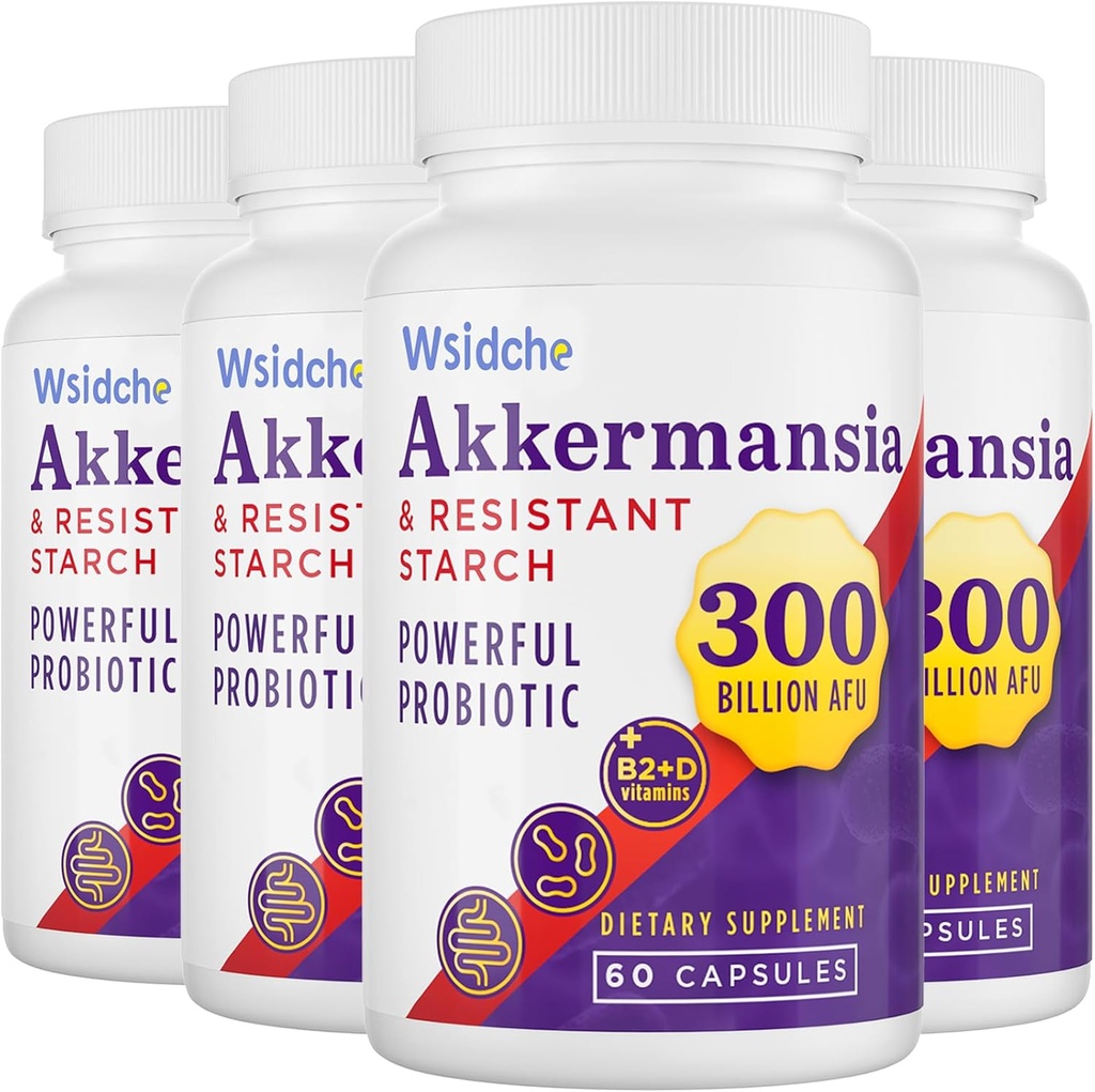 300 Billones AFU Akkermansia Muciniphila, GLP1 Suplemento para Hombres de Mujeres, Akkermansia Probiótico para GLP-1, Digestivo, Gut, Immune &amp; salud general, Enhances Gut Función de Lining Digestivo - 240Capsule