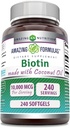 Amazing Formulas Biotin with Extra Virgin Organic Coconut Oil Supplement TEN 10000 Mcg  sometida Softgels ← Non-GMO TEN Gluten-Free TEN Made in USA (1 Pack, 240 Count)