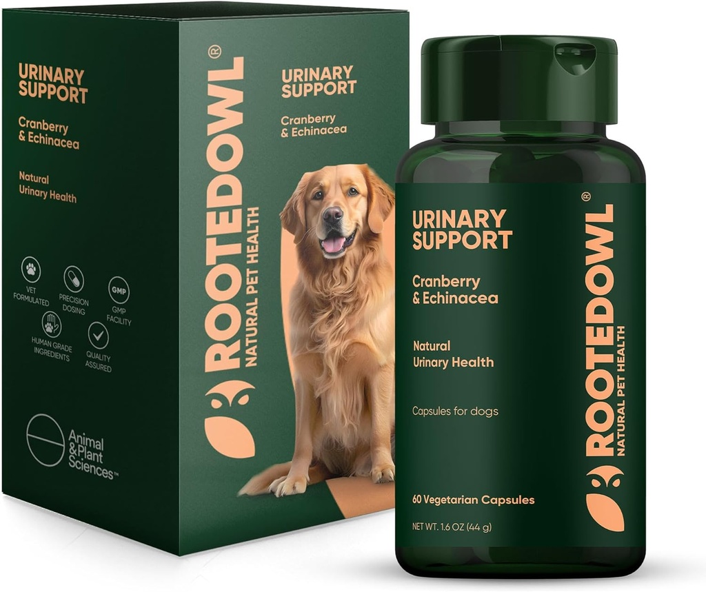 Soporte para orinar en búho - Echinacea y suplemento de arándano para perros - Prevención de la UTI de perros - 60/ct