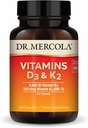 Dr. Mercola Vitamins D3 &amp; K2 - Admite Immune, Brain, Cardiovascular, Respiratory &amp; Bone Health - GMO-Free, Gluten-Free &amp; Soy-Free - 30 cápsulas (30 servidos)