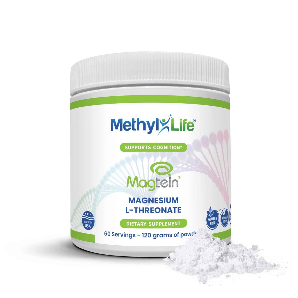 Methyl-Life® Magtein® Magnesium L-Threonate Powder – Magnesio Preferido por Cerebro para la Absorción Superior " Purity TEN 120g (60 Servings)