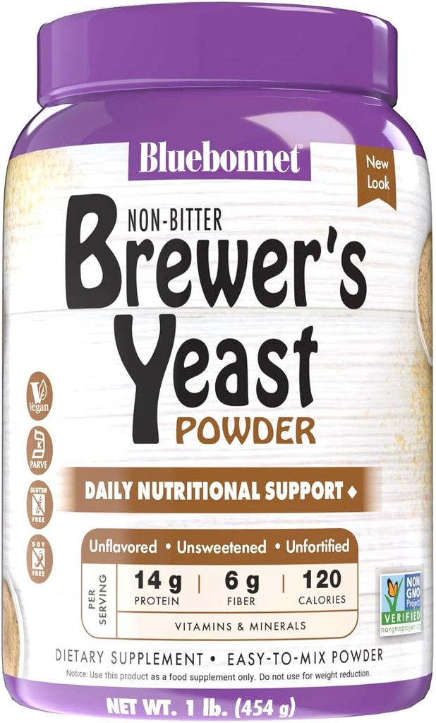 Bluebonnet Nutrition Super Earth Brewers Yeast Powder, Super Food, Whole Food, Source for Vitamins, Great Tasting, Vegan, Vegetarian, Non Gluten Free, Soy Free, Milk Free, Kosher, 1 lb