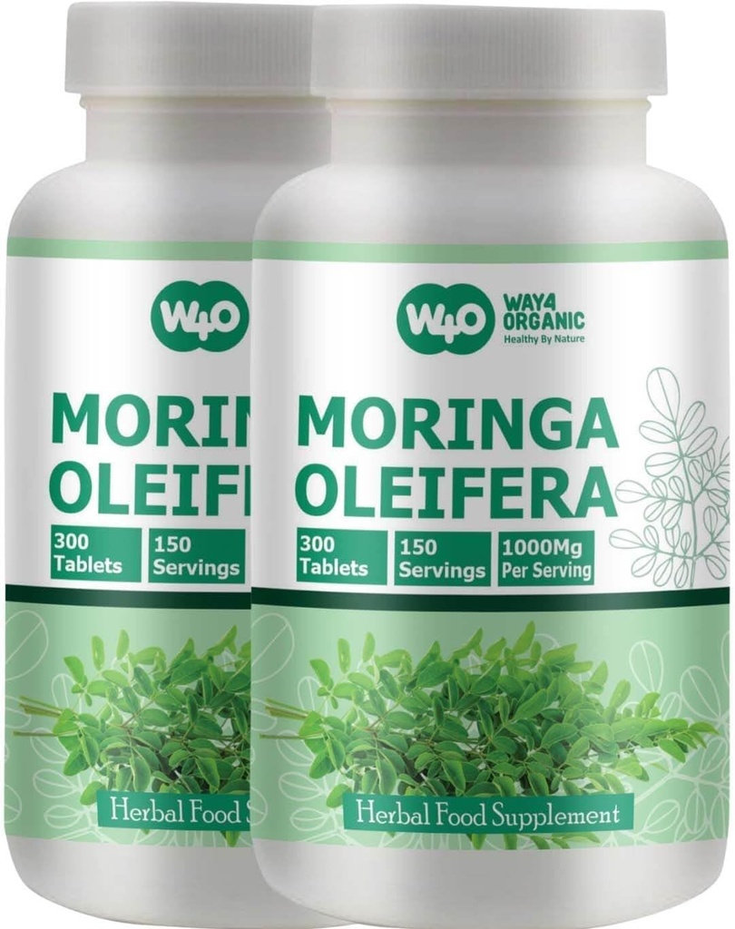 Moringa Leaf Powder Capsules (Tablas) - 300 Pills, 150 Servings, 1000 mg (2 Pack)