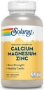 SOLARAY Calcio Magnesio Zinc Suplemento - con Calcio 1000mg, Magnesio 500mg - Hueso Salud, Función Musculo, Salud del Corazón y Soporte Inmunitario - Vegan, 60 Días Garantía, 62 Servimientos, 250 VegCaps