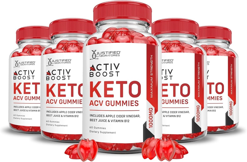 Laboratorios justificados (5 Pack Activboost Keto Acv Gummies Advanced Formula 1000MG Active Boost Formulado con Pomegranate Beet Juice Powder B12 Vegan Non GMO 300 Gummys