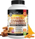 Suplemento Turmérico con Saffron, Cinnamon y Cardamom Plus BioPerine Black Pepper Extracto de Absorción Optimal, Natural Tumeric Curcumin Joint Support Suplemento para Mujeres y Hombres, 60 cápsulas