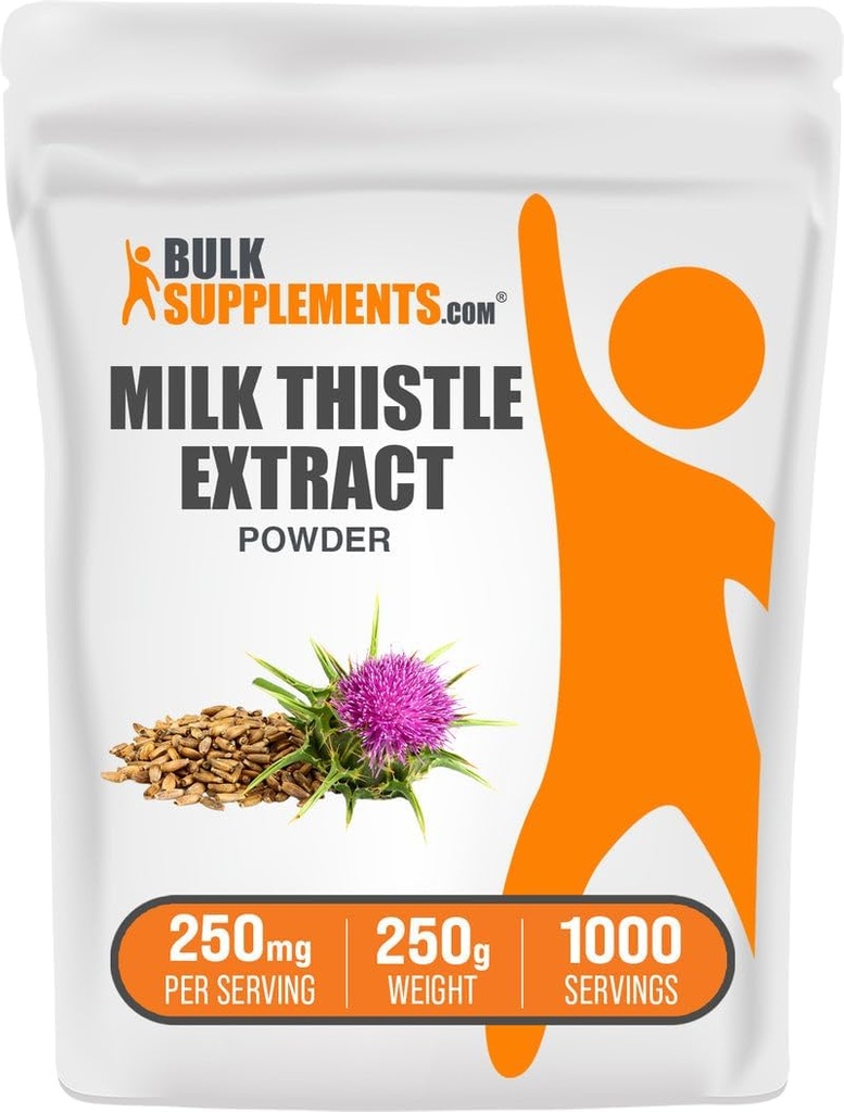 BulkSupplements.com Milk Thistle Extract Powder - Herbal Supplement, Milk Thistle Supplement - Gluten Free, 250mg per Serving, 250g (8.8 oz) (Pack of 1)