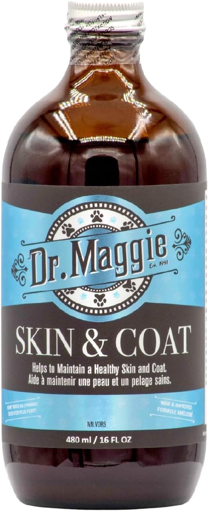 Dr. Maggie Skin and Coat | Omega 3 Supplement with Fish Oil, Flax, and Olive Oil | 480 ml