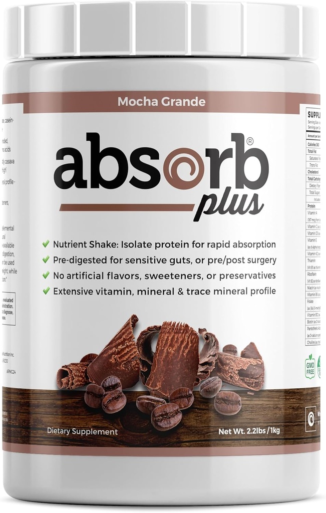 Isolate Protein - Suplemento dietético para mejorar la salud del Gut, apoyo nutricional adicional, no GMO, libre de gluten, libre de lactosa, libre de Casein (2,2 libras, Mocha Grande)