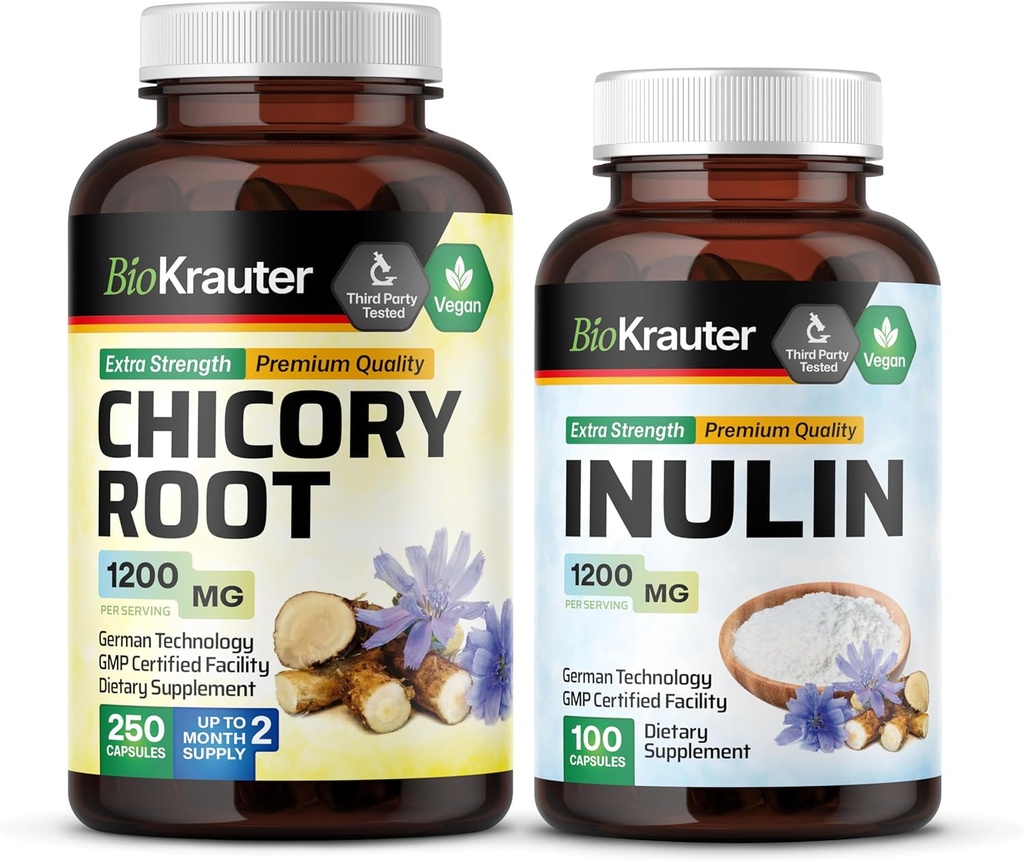 BIO KRAUTER Chicory Root 250 Capsules &amp; Inulin 100 Capsules