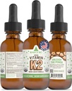 Suplemento RawGuru Vitamina K2 - Vitamina Vegana Orgánica K2 MK7 con Minerales Trace - Antioxidante Nano Procesado &amp; Complemento de Apoyo Inmunitario Tintura - 30 Servimientos de gotas Veganas por 30 ml, Pack de 1