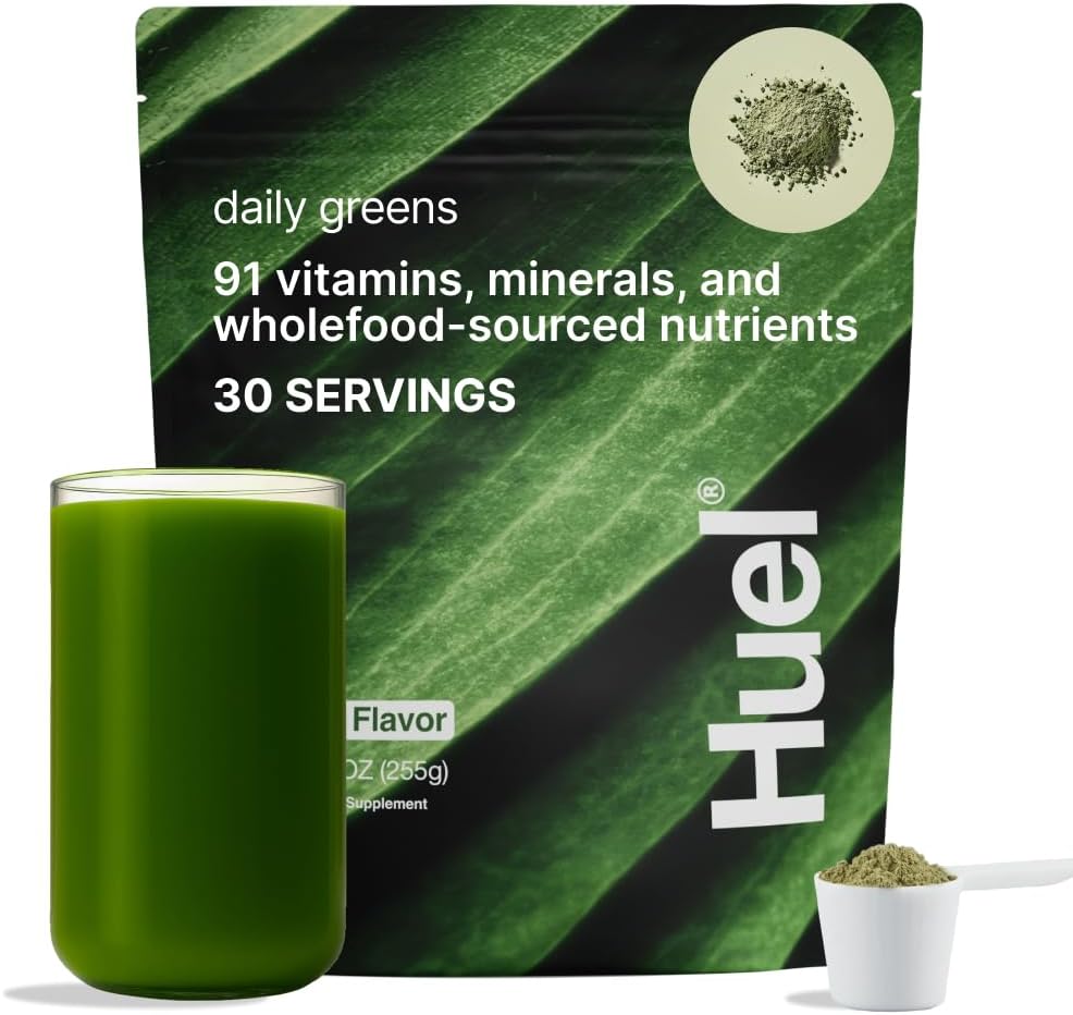 Huel Daily Greens ← Superfood Greens Powder TEN 91 Vitaminas, Minerales e Ingredientes de todo tipo de alimentos TEN Adaptogens, Antioxidantes, Gut-Friendly Probiotics TEN 30 Servings