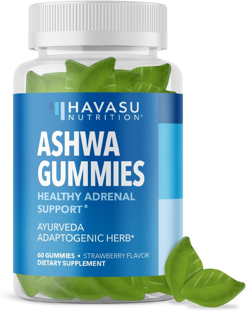 Ashwagandha Gummies for Stress & Mood Support - Vegan, Suplemento No GMO para la calma y la relajación - Withania Somnifera para mejorar la calidad del sueño " Equilibrio emocional - 1 mes de suministro, sabor a fresa