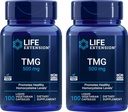 Extensión de vida TMG 500mg, 100 tapas de veg líquido (Pack of 2) - Trimetilglycine (Glycine Betaine) Suplemento - Gluten Free, Non-GMO, Vegetarian