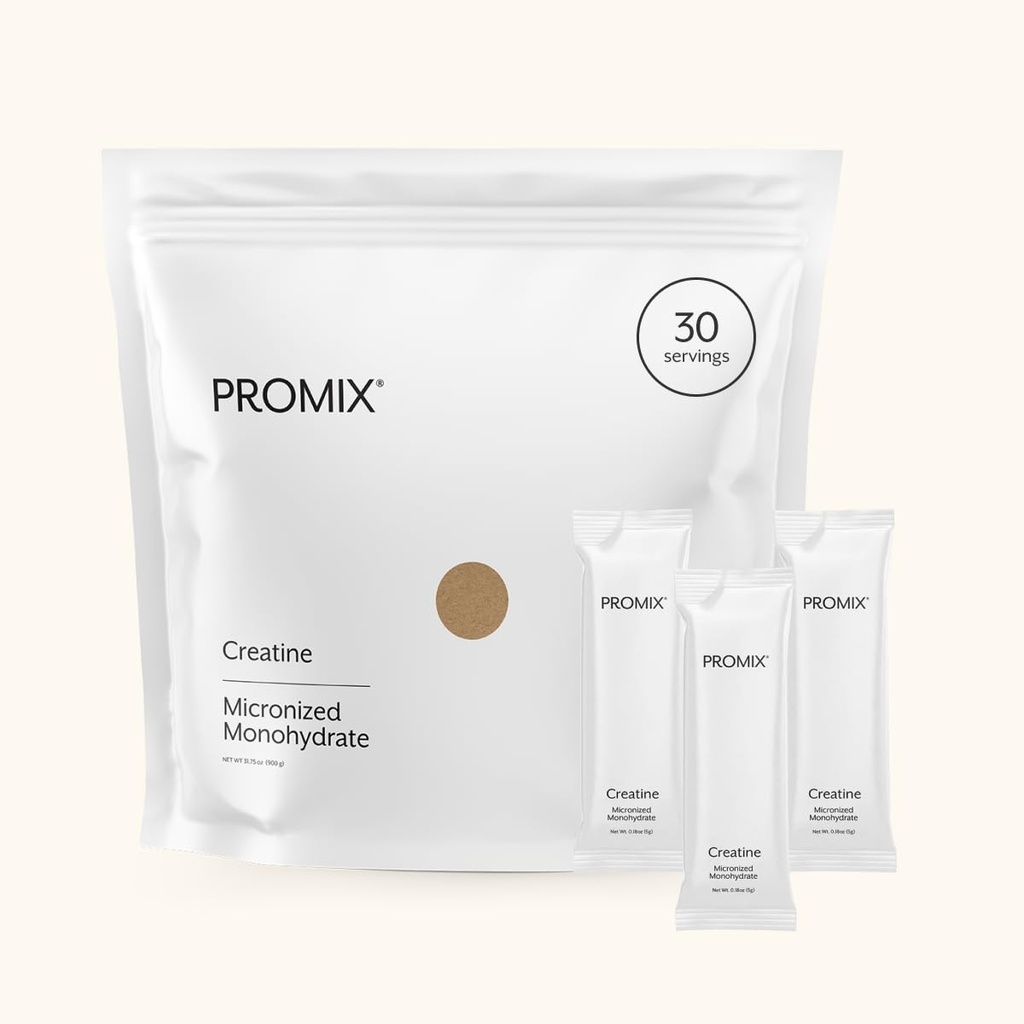 ProMix Nutrition Creatine Monohydrate Travel Packs, 5g de micronizada Clean Creatine para Hombres y Mujeres, apoya el crecimiento muscular " Recuperación, Vegan - 30 Servimientos
