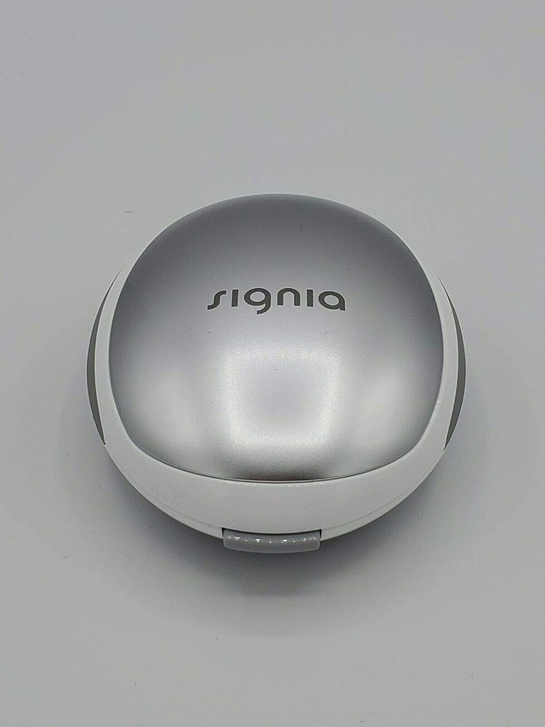 Original White/Silver Genuine Signia Hearing Ayuda Caso Protective Storage Caja de Viaje