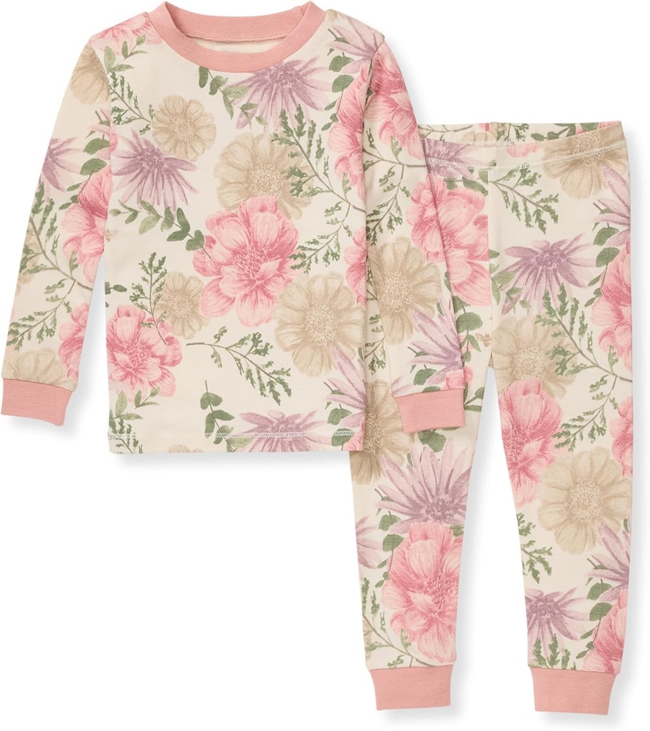Las abejas de Burt Baby Girls' Pajamas, 2 Piece Long Sleeve Tee and Pants Organic Cotton PJ Set