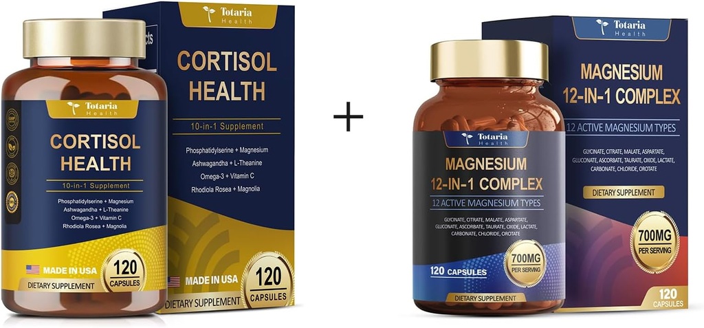Totaria Cortisol Supplemen+12 en 1 cápsulas de magnesio