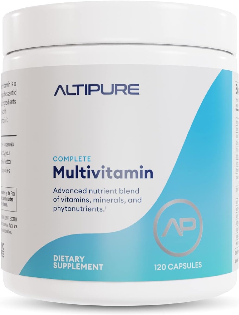 ALTIPURETM Completa multivitamina, libre de gluten, libre de lácteos, corazón, hueso, ojo y cerebro, función inmunitaria, 120 cápsulas