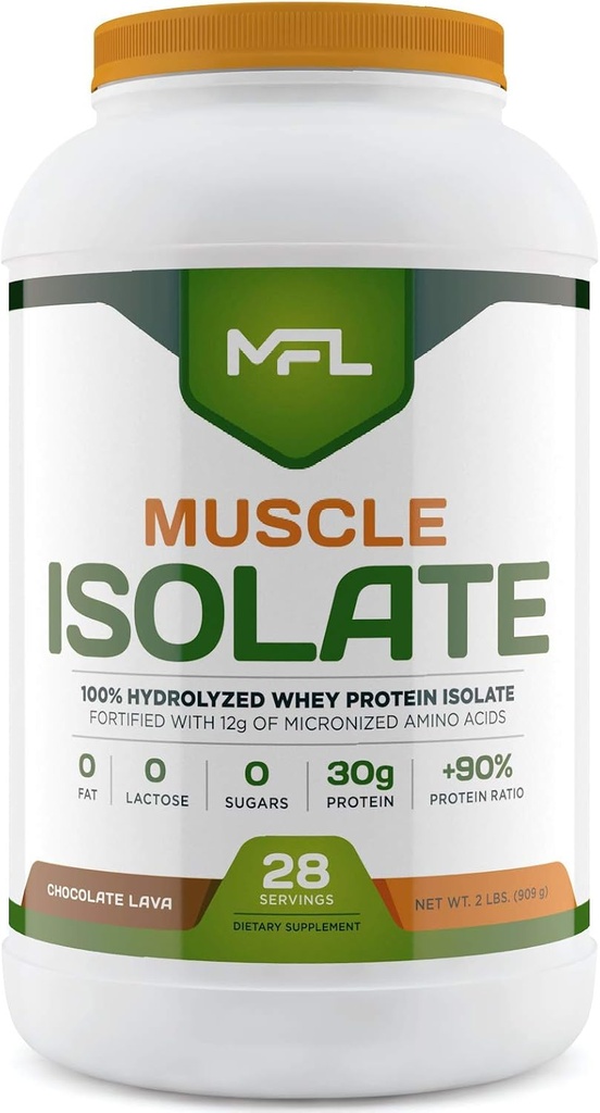 MFL 100% Isolate Protein l 30g de Protein l 12g Amino Acids l Keto Friendly l Low Carbs l 2 lbs. (Chocolate Lava)