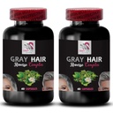 Revitalizador de cabello - GRAY HAIR REVERSE - Incremento de color, Pelo radiante, Renacimiento de la sombra del cabello, Transformación del cabello, Pelo brillante, Aspecto juvenil, Color de pelo rico, Pelo brillante, Color de pelo fresco 2Bot 120Caps