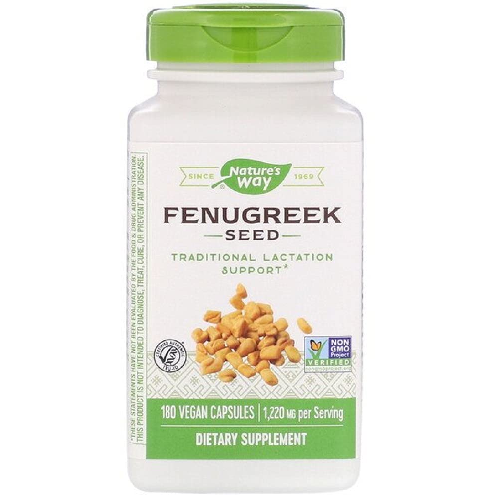 Natures Way Fenugreek Seed Capsule, 610 Mg - 180 por paquete - 3 paquetes por caso.
