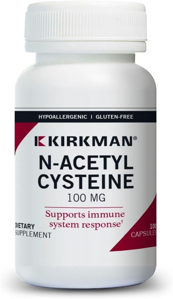 Kirkman N-Acetyl Cysteine100 mg - Hypoallergenic TENED NAC ANTERIVISIÓN 100 Vegetarian Capsules ← Gluten y Casein Gratis TENEDIDO Antioxidante ANTERI soporta Immune System Response.