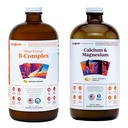 LIQUIDHEALTH Mega Energy B-Complex &amp; Calcium Liquid Vitamin Bundle for Adults - Aumentar el nivel de energía natural, bonificación " Joint Health, Boost Immune System - Vegan, Non-GMO, USA Made