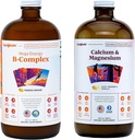 LIQUIDHEALTH Mega Energy B-Complex &amp; Calcium Liquid Vitamin Bundle for Adults - Aumentar el nivel de energía natural, bonificación " Joint Health, Boost Immune System - Vegan, Non-GMO, USA Made