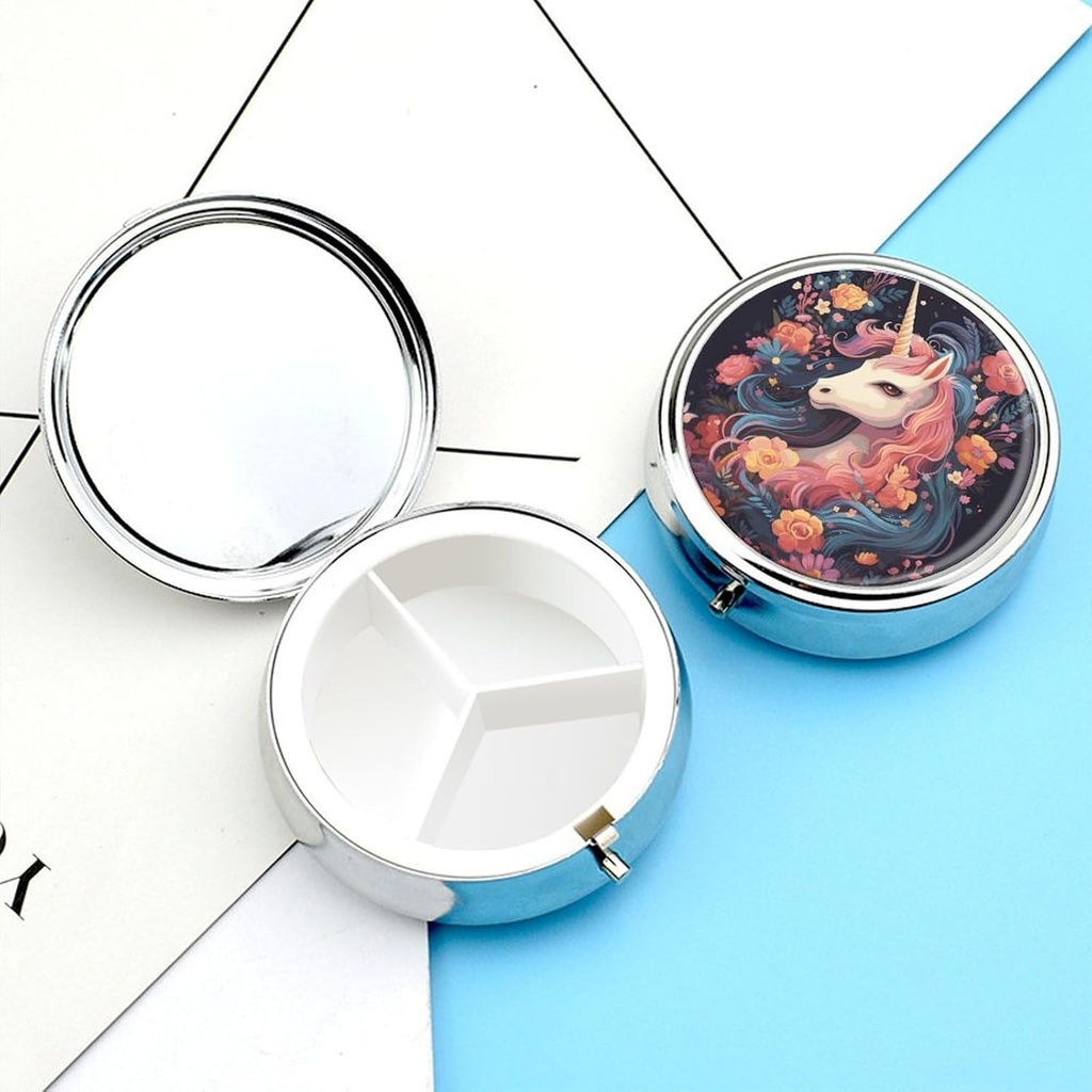 Pill Box Cartoon Caballo con Flores Pill Caso 3 Compartimiento Pill Organizer Pill Pillbox Pillbox Medicine Organizer Pill Container Holder to Hold Vitamins Medication Fish Oil and Supplements