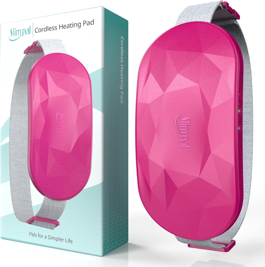 Slimpal Portable Heating Pad for Period Cramps, Electric Cordless Back Belly Waist Heating Pad for Menstrual Cramp Relief, Rechargeable Wearable Heat Belt Gifts for Her Women Girl Wife, Dark Pink