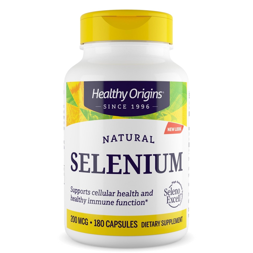 Orígenes saludables Selenium 200 mcg (Seleno Excell, Fermented, Non-GMO, Gluten Free, Bladder Support, Immune Function, Cellular Support), 180 Capsules