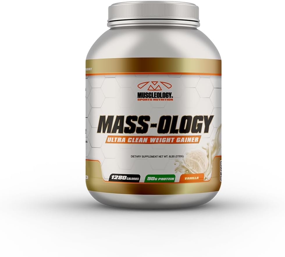 MUSCLEOLOGY Weight Gainer ← Whey Protein Powder  durable Muscle Builder for Men &amp; Women ← Vanilla, 7.8 lbs