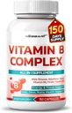 Vitamin B Complex - High Potency with Thiamin, Riboflavin, Niacin Vitamin B6, Folate, Vitamin B12 -Energy, Focus, Hair, Skin, Nails Support - 150 Count - Made & Tested in The USA
