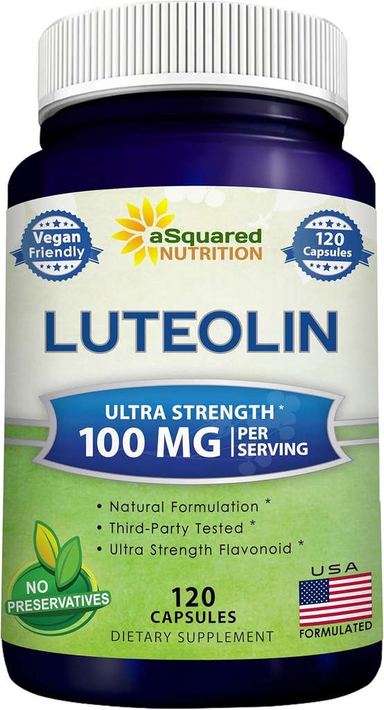 Luteolin 100mg - 120 cápsulas - Luteolina Suplemento " Powder Complex Pills Commonly Taken with Quercetin - Supports Brain &amp; Memory Health