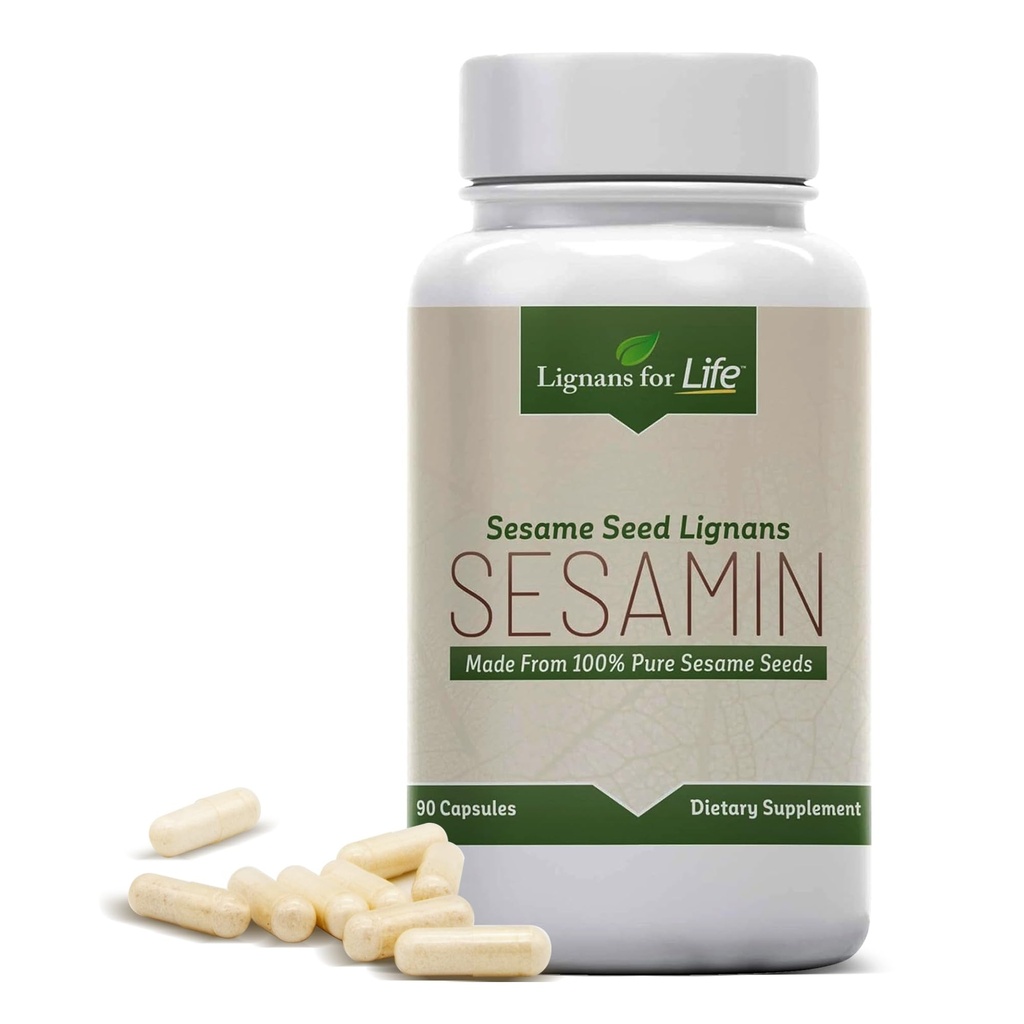 Lignans for Life Sesame Extract - 540 mg con 81 mg Sesamin y 27 mg Sesamolina, Salud del hígado y Apoyo Inmunitario Suplemento de Equilibrio hormonal y Bienestar general en hombres y mujeres, 90 cápsulas