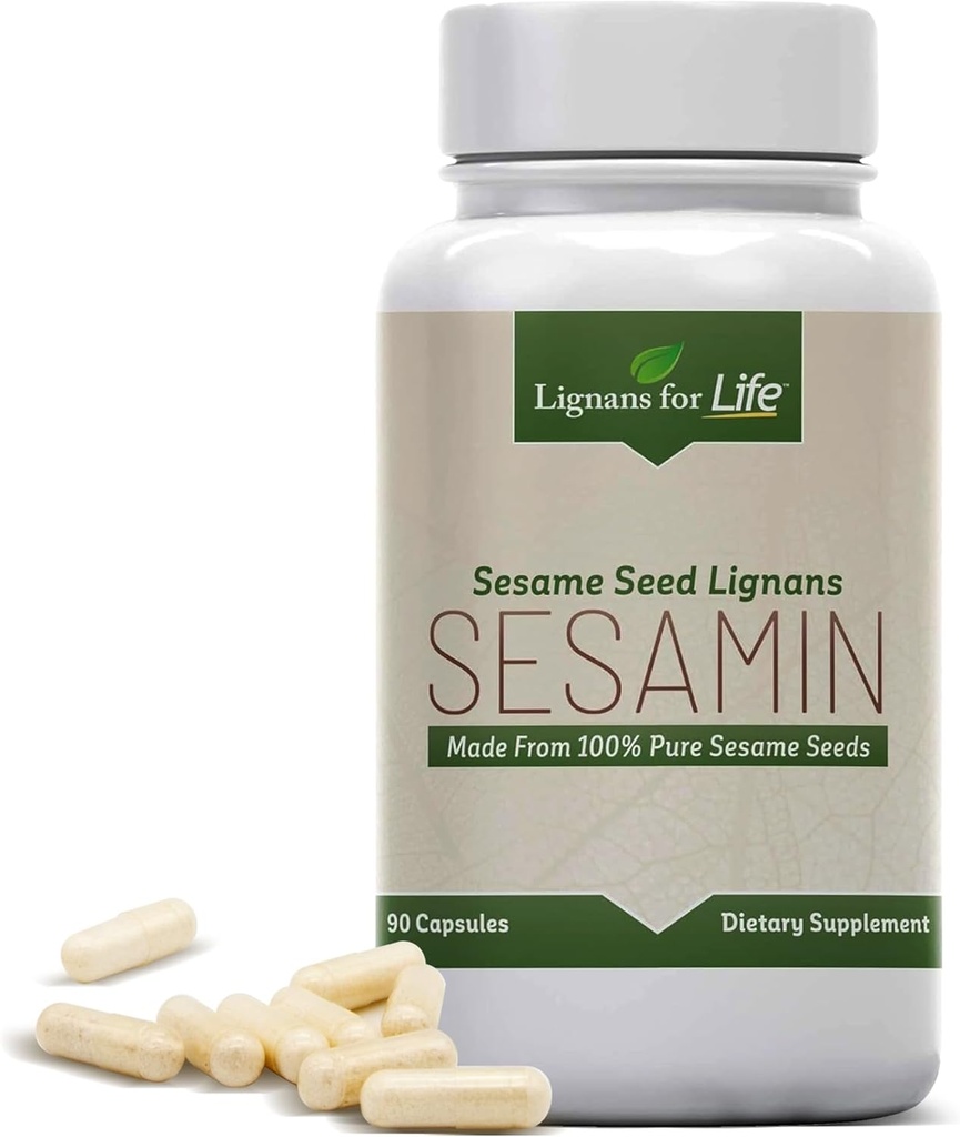 Lignans for Life Sesame Extract - 540 mg con 81 mg Sesamin y 27 mg Sesamolina, Salud del hígado y Apoyo Inmunitario Suplemento de Equilibrio hormonal y Bienestar general en hombres y mujeres, 90 cápsulas