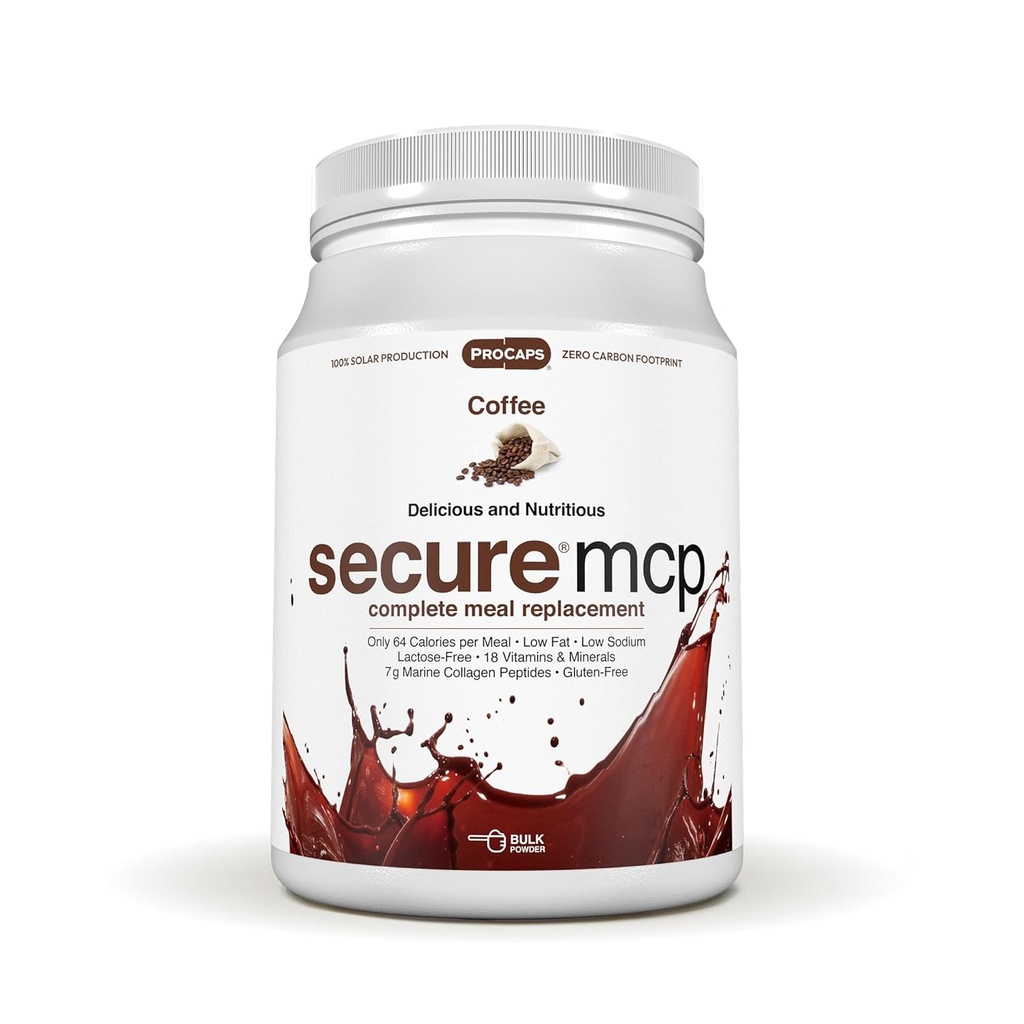 ANDREW LESSMAN Secure MCP Complete Meal Replacement - Coffee 10 Servings - Only 64 Calories, Low-Fat, 7 Grams Marine Collagen Peptides, Promotes Radiant Smooth Soft Skin, Comfortable Joints