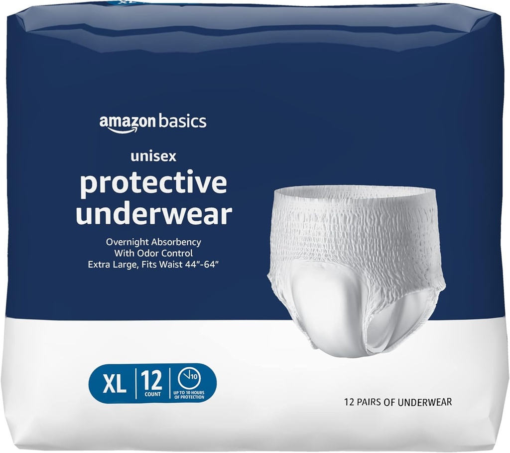   Basics Unisex Protective Underwear, Overnight Absorbency, Extra Large, 12 Count, (1 Pack of 12)