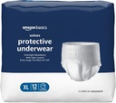 Basics Unisex Protective Underwear, Overnight Absorbency, Extra Large, 12 Count, (1 Pack of 12)