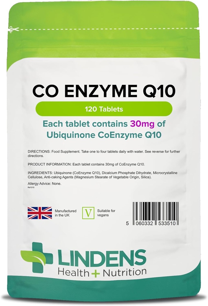 Co Enzyme Q10 30mg (Co-Q10) 120 Tablets by Lindens