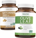 Nattokinase &amp; Olive Leaf (6-Month Supply) Flow &amp; Wellness Mix - Nattokinase 2000 FU Powerful Naturally Fermented Soybeans (6-Month Supply) & Olive Leaf Extract Super Strength con 20% Oleuropein
