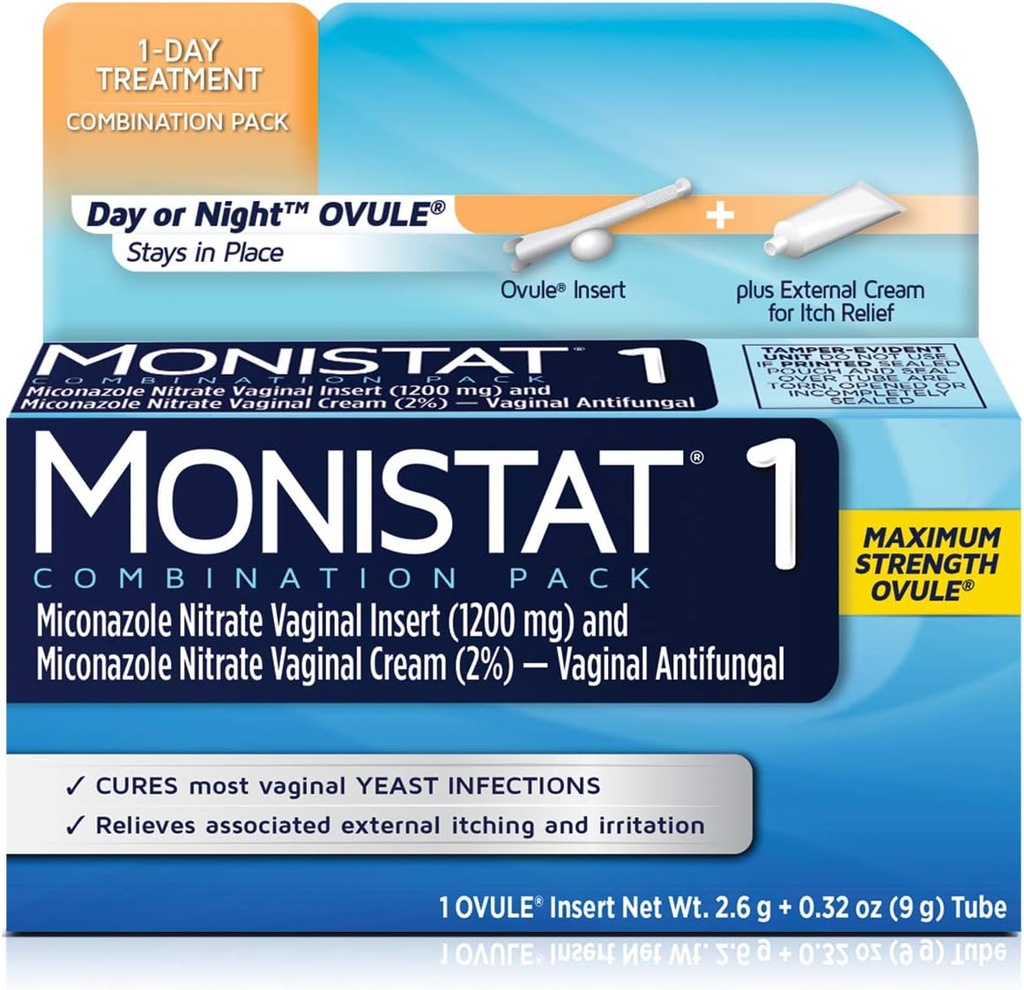 MONISTAT 1-Dose Yeast Infection Treatment, 1 Ovule Insert & External Itch Cream
