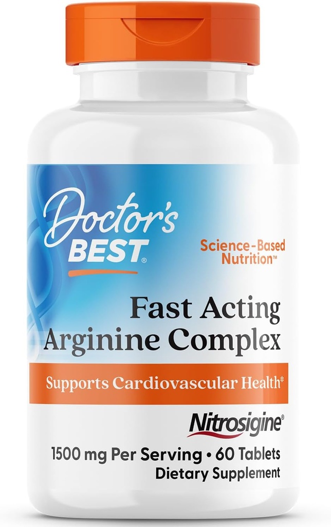 Doctors BEST Fast Acting Arginine Complex, Supports Cardiovascular Health, Non-GMO, Gluten Free, Soy Free, Vegan 60 Tablets