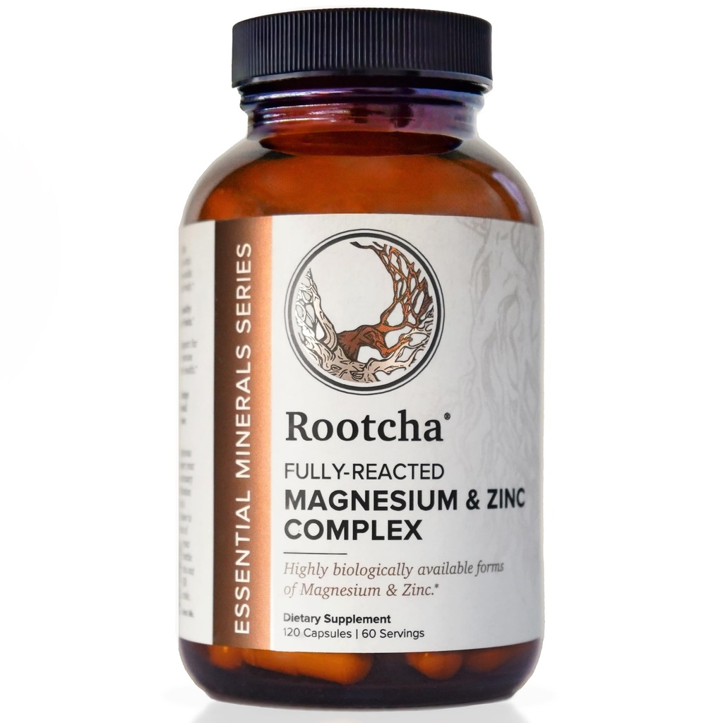 Potent " Pure Magnesium " Zinc Complex - Fully Reacted Magnesium with Chelated Zinc Picolinate - by Rootcha Silencio 120 Capsules