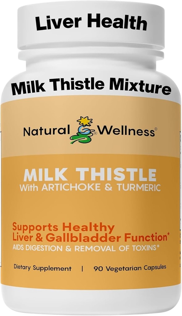 Natural Wellness Milk Thistle with Artichoke & Turmeric – Advanced Liver Support Supplement for Detox, Regeneration & Antioxidant Protection – Supports Liver Cleanse, Digestion &amp; Global Wellness